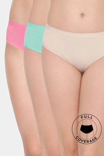 Buy Rosaline Medium Rise Full Coverage Hipster Panty (Pack of 3) - Assorted 